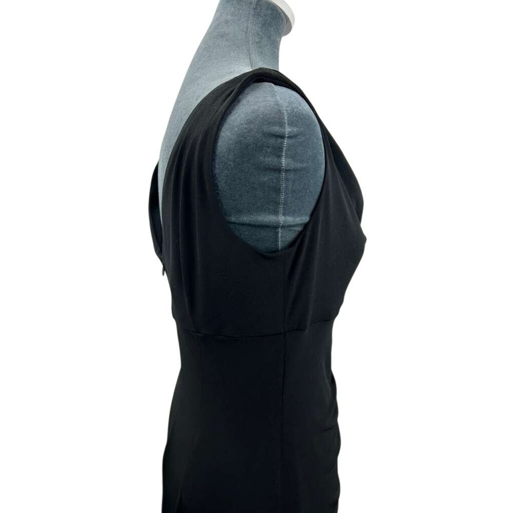 White House Black Market Women's 6 Sleeveless Cowl Neck With Ruched Black Dress - Picture 10 of 16